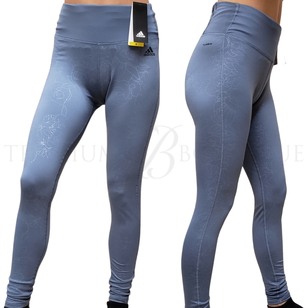 Adidas Climalite Women's Embossed Cold Weather Tights Blue NWT! - Picture 1 of 8